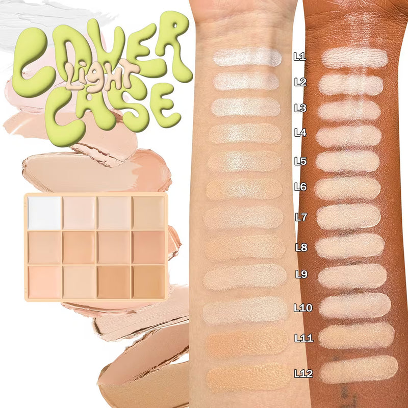 Made By Mitchell Cover Case Foundation Palette Light, foundation palette met 12 tinten.