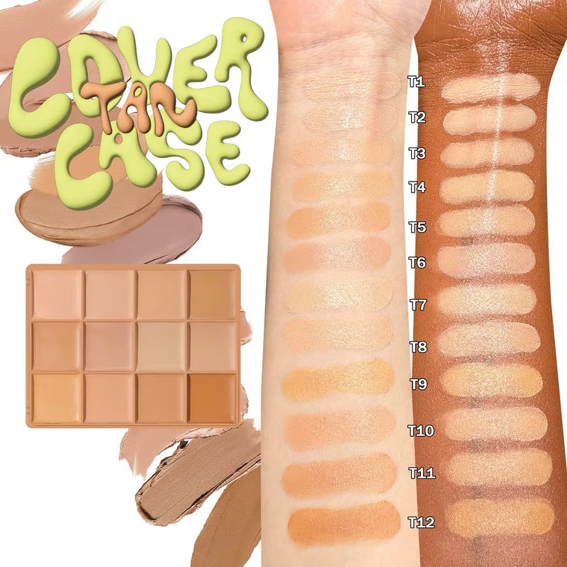 Made By Mitchell Cover Case Foundation Palette Tan, foundation palette met 12 tinten.