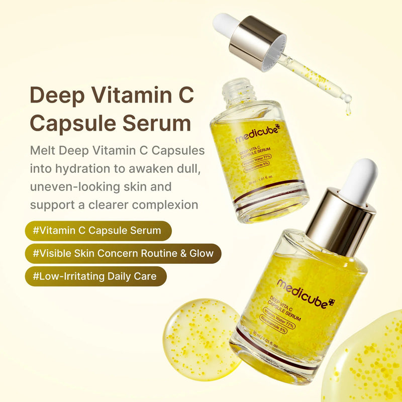 Medicube DEEP VITA C Capsule Serum, gezichtsserum met vitamine C en niacinamide voor een stralende huid