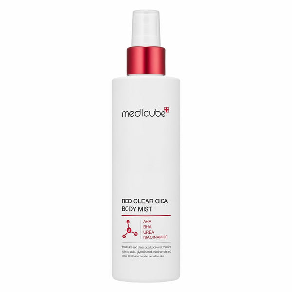 Medicube RED Clear CICA BODY Mist, body mist tegen acne en onzuiverheden met AHA en BHA