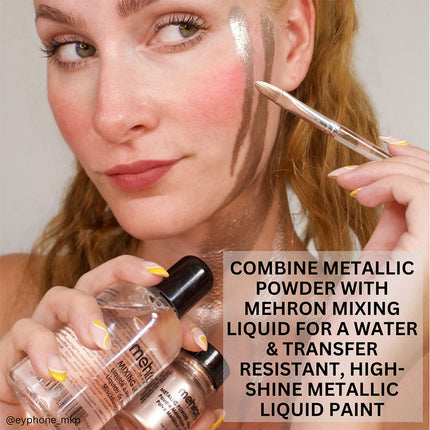 Mehron Makeup Metallic Powder Gold with Mixing Liquid