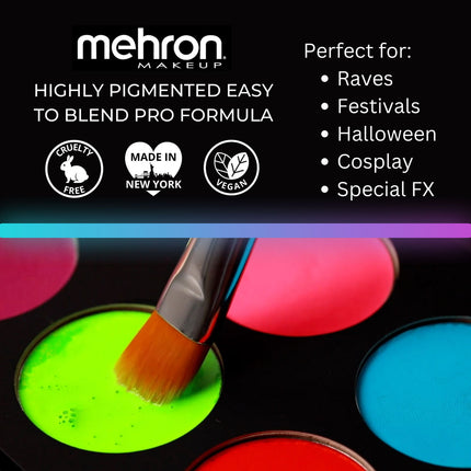 Mehron Makeup Paradise FX 8 Color Magnetic Palette Neon
