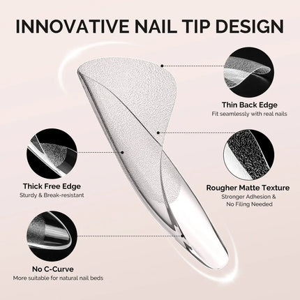 MelodySusie Half Matte Clear Acrylic Full Cover Nail Tips Extra Short Almond