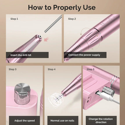 MelodySusie SC300F Clip-On Rechargeable Nail Drill 30.000RPM Pink