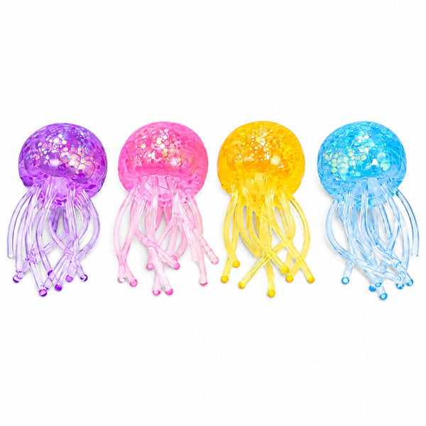 Squishy Mystery Glitter Jelly Fish Squishy, stressbal in de vorm van een kwal gevuld met glitters