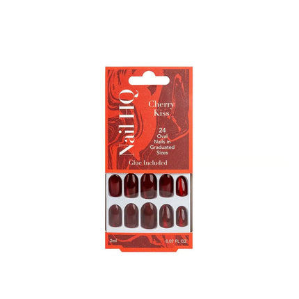 Nail HQ Oval Cherry Kiss Cat Eye Nails