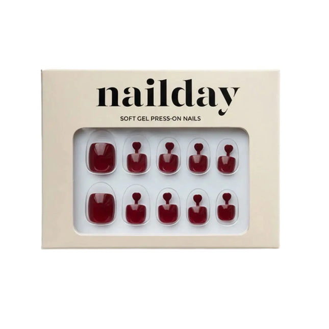 Nailday Soft Gel Press-On Toe Nails Wine