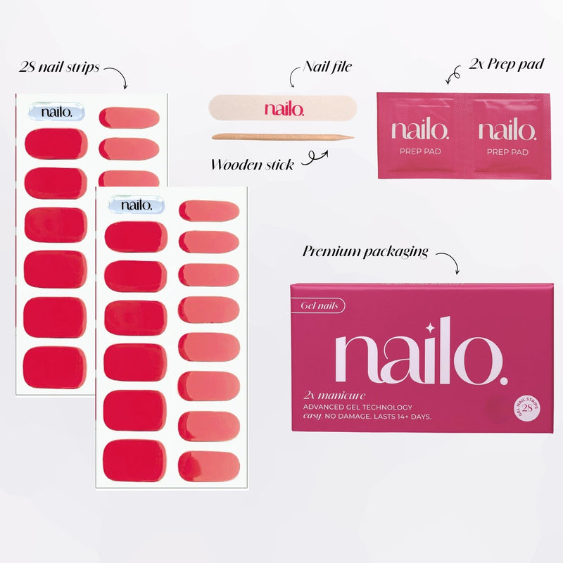 Nailo gellak stickers Red Seduction, diep klassiek rood
