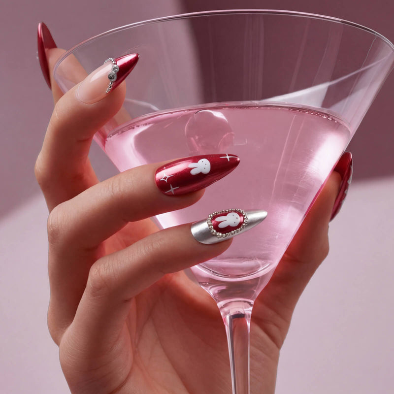 Never Have I Ever Press-On Nails Burgundy Miffy