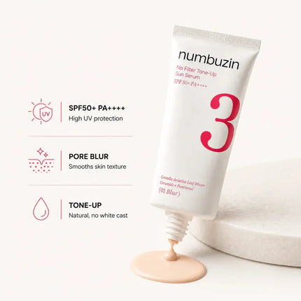 Numbuzin No.3 No Filter Tone-Up Sun Serum 01 Blur