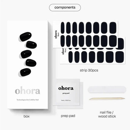 Ohora Semi Cured Gel Nail Strips N Onyx