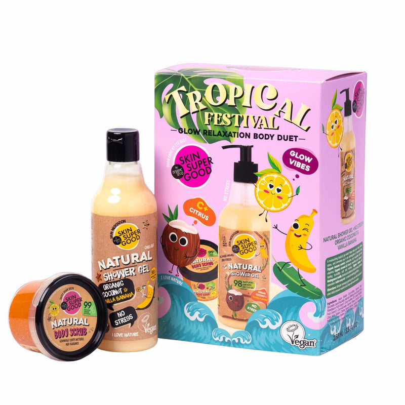 Organic Shop Tropical Festival Glow Relaxation Body Duet, een set met douchegel en bodyscrub
