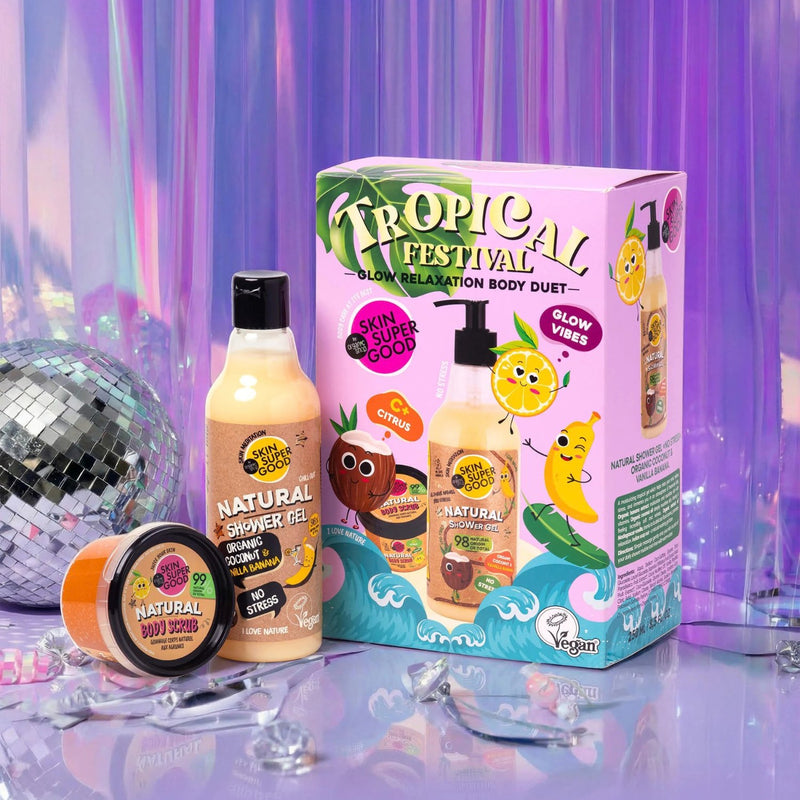 Organic Shop Tropical Festival Glow Relaxation Body Duet, een set met douchegel en bodyscrub