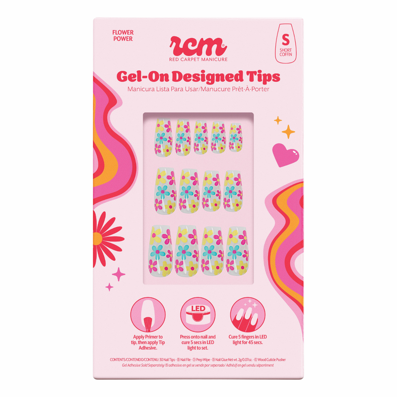 Red Carpet Manicure Gel-On Designed Tips Flower Power