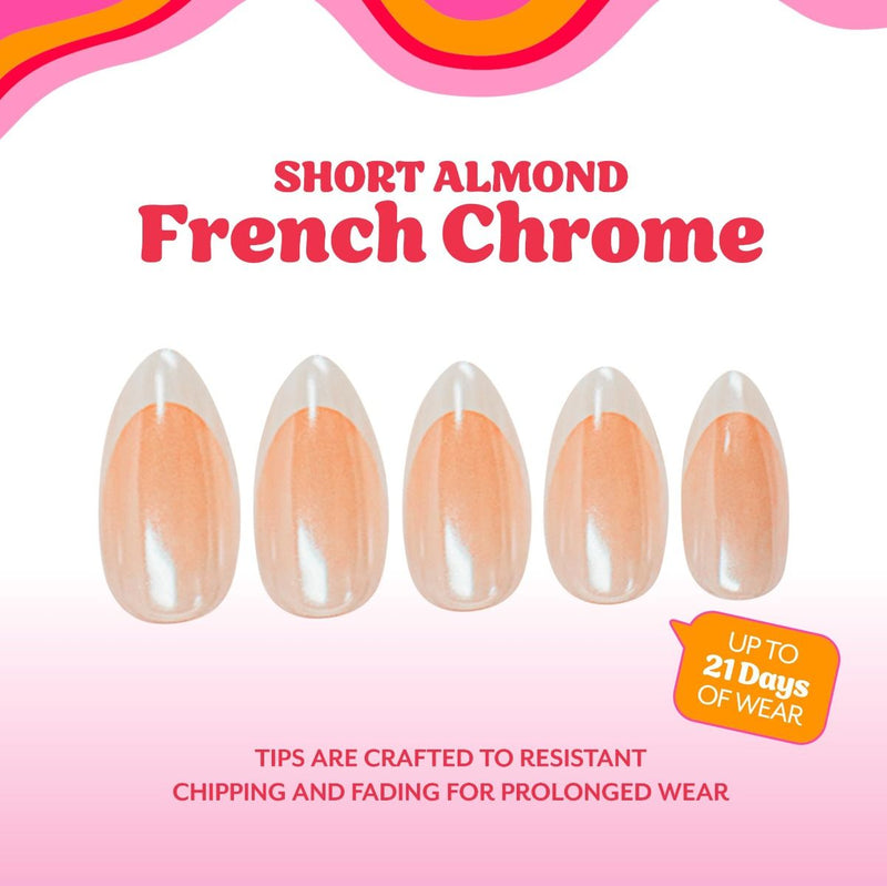 Red Carpet Manicure Gel-On Designed Tips French Chrome