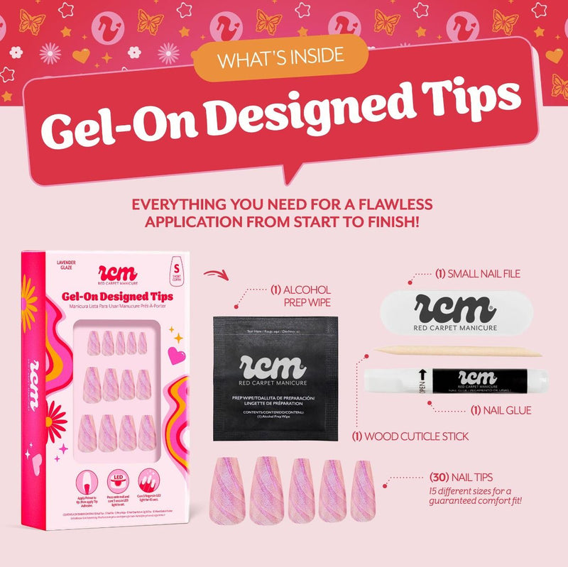 Red Carpet Manicure Gel-On Designed Tips Lavender Glaze