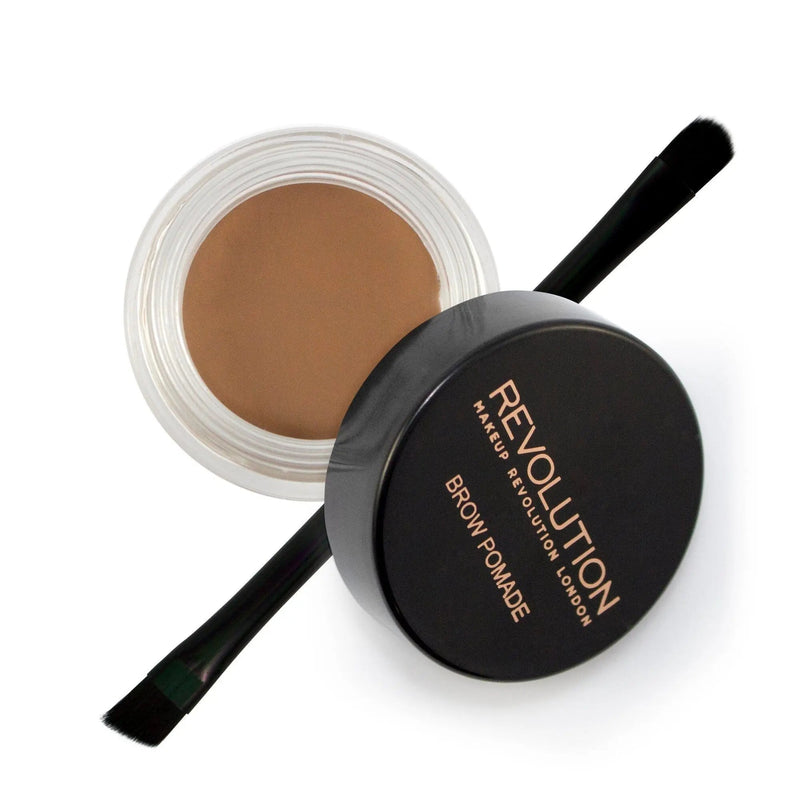 Revolution Brow Pomade Soft Brown, long lasting wenkbrauwpomade met dual ended kwast