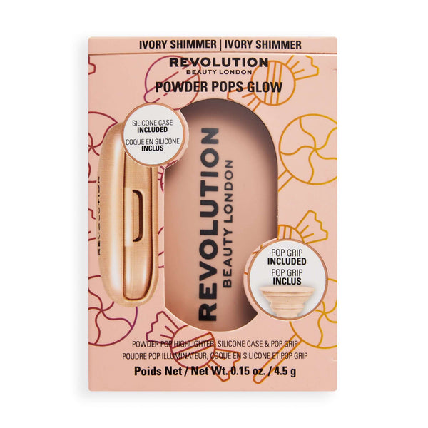 Revolution Powder Pops Glow & Pop Socket Ivory Shimmer, talkvrije highlighter met popgrip