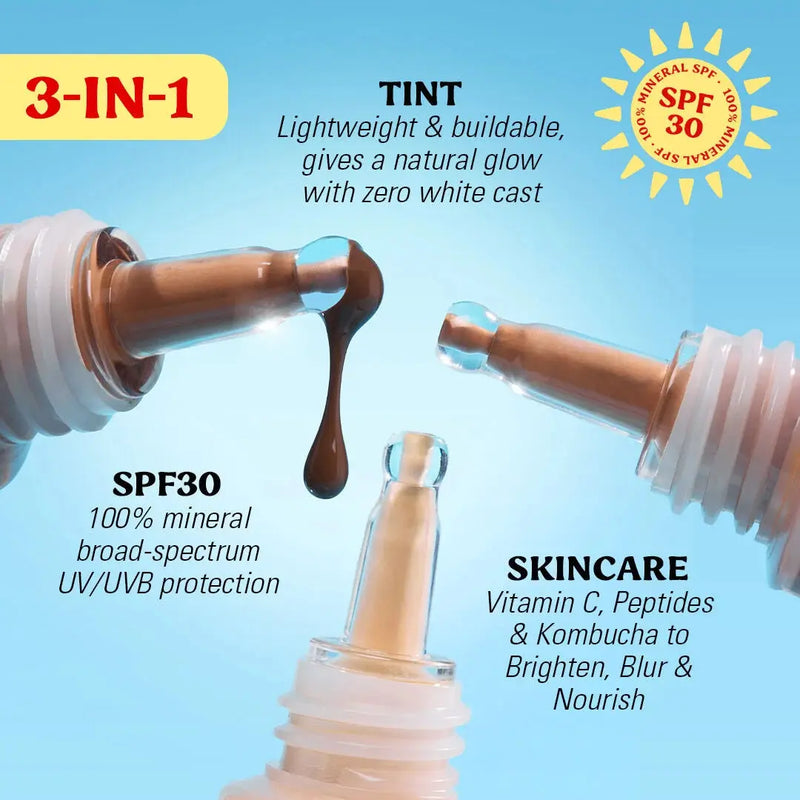 Revolution Superdewy SPF30 Skin Tint Medium Neutral Warm, lichtgewicht foundation met SPF30, foto 3 van 6