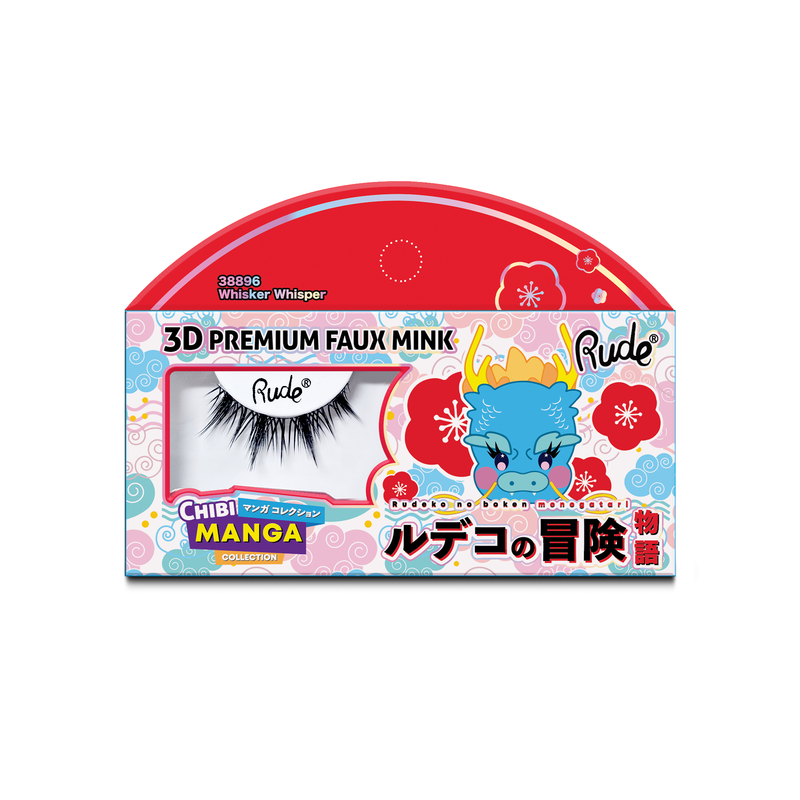 Rude Cosmetics Chibi Manga Collection 3D Faux Mink Lashes Whisker Whisper, faux mink wimpers
