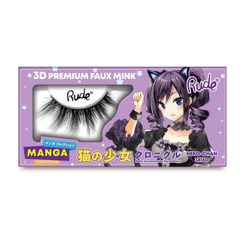Rude Cosmetics Manga Collection 3D Faux Mink Lashes Neko Chan, nepwimpers met dramatisch volume