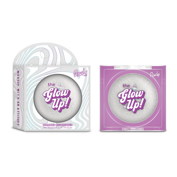 Rude Cosmetics The Glow Up! Diamond Highlighter Silver Aura, glanzende highlighter voor het gezicht