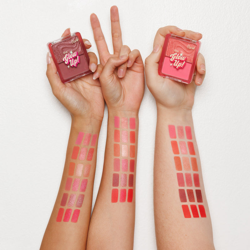 Rude Cosmetics The Glow Up! Matte & Shimmer Blush Duo Blazing Red, blush duo met matte en shimmer finish., foto 2 van 9