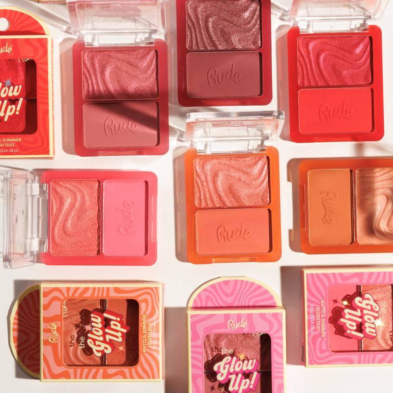 Rude Cosmetics The Glow Up! Matte & Shimmer Blush Duo Warm Ginger, duo blush, foto 4 van 9