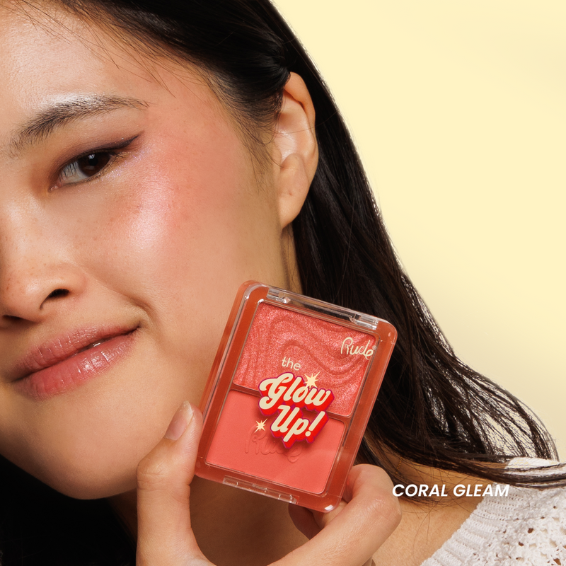 Rude Cosmetics The Glow Up! Matte & Shimmer Blush Duo Warm Ginger, duo blush, foto 7 van 9