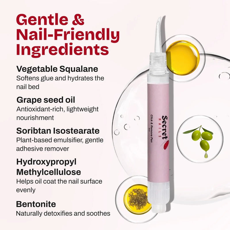 Secret Nails Click & Remove Pen Nail Glue Remover Oil Based, nagellijm remover pen, foto 6 van 9