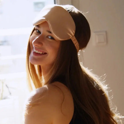 Smug Cloud Padded Satin Sleep Mask Caramel