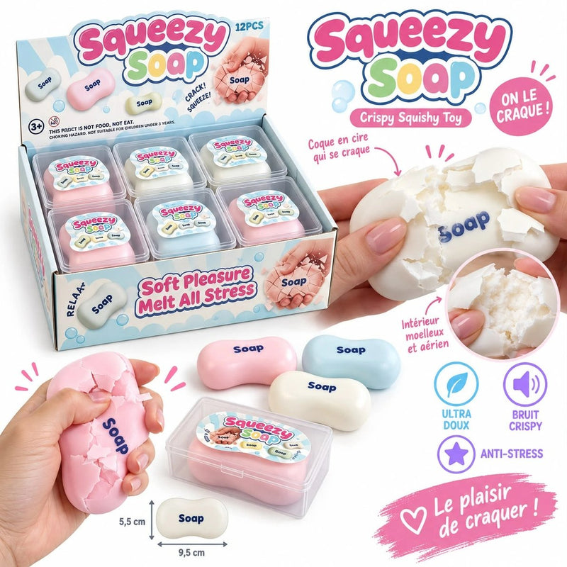 Squishy Wax Cracking Mystery Soap Squishy, zeepvormige squishy met krakend ASMR-effect.