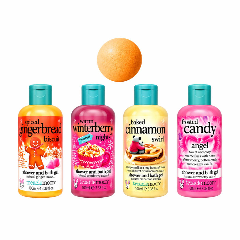 Treaclemoon Our Winter Nights Favourites, cadeauset met douchegels en bruisbal in winterse geuren
