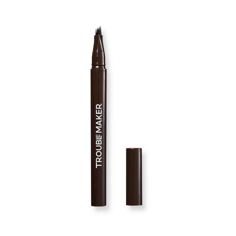 Trouble Maker Fluffer Brow Brush Natural Brow Pen Dark Brown, wenkbrauwpen voor volle en fluffy wenkbrauwen