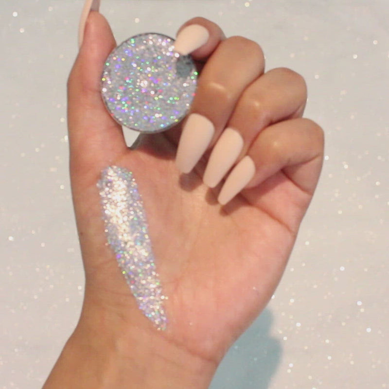 Vani Cosmetics Pressed Glitter Moonlight, holografische zilveren oogschaduw, foto 2 van 7