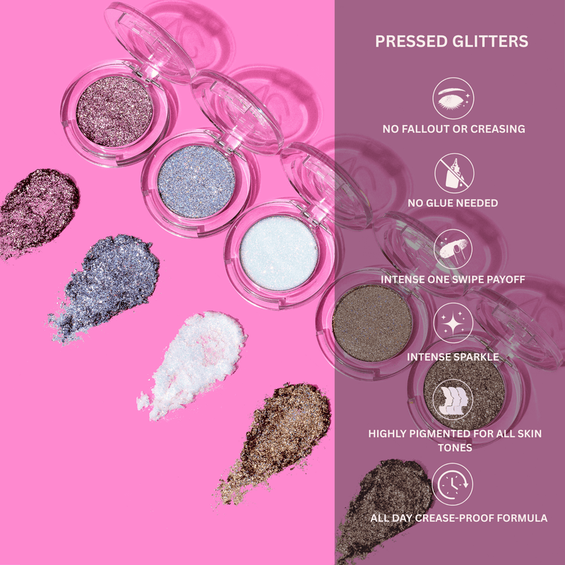 Vani Cosmetics Pressed Glitter Supernova, foiled rose gold geperste glitter oogschaduw, foto 4 van 7