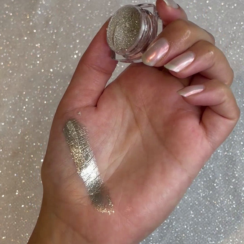 Vani Cosmetics Shimmer Pigment Euphoria, geelgouden losse oogschaduw met glitter, foto 2 van 7