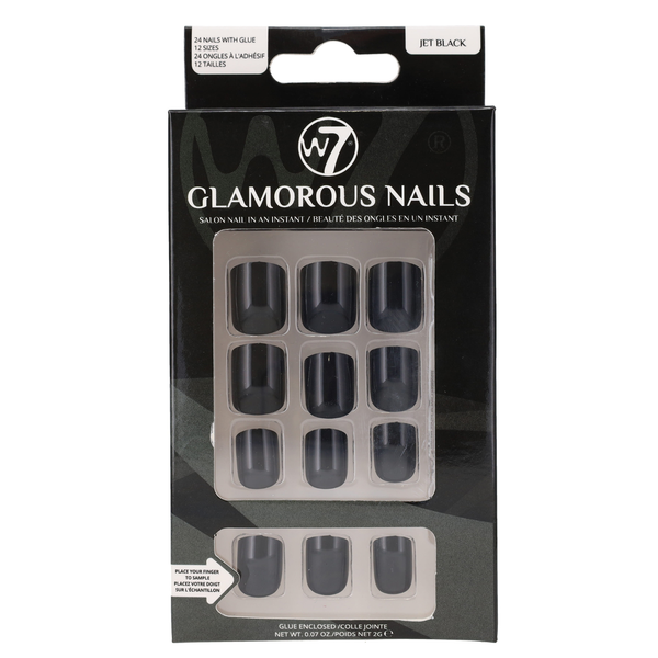 W7 Cosmetics Glamorous Press-On Nails Jet Black