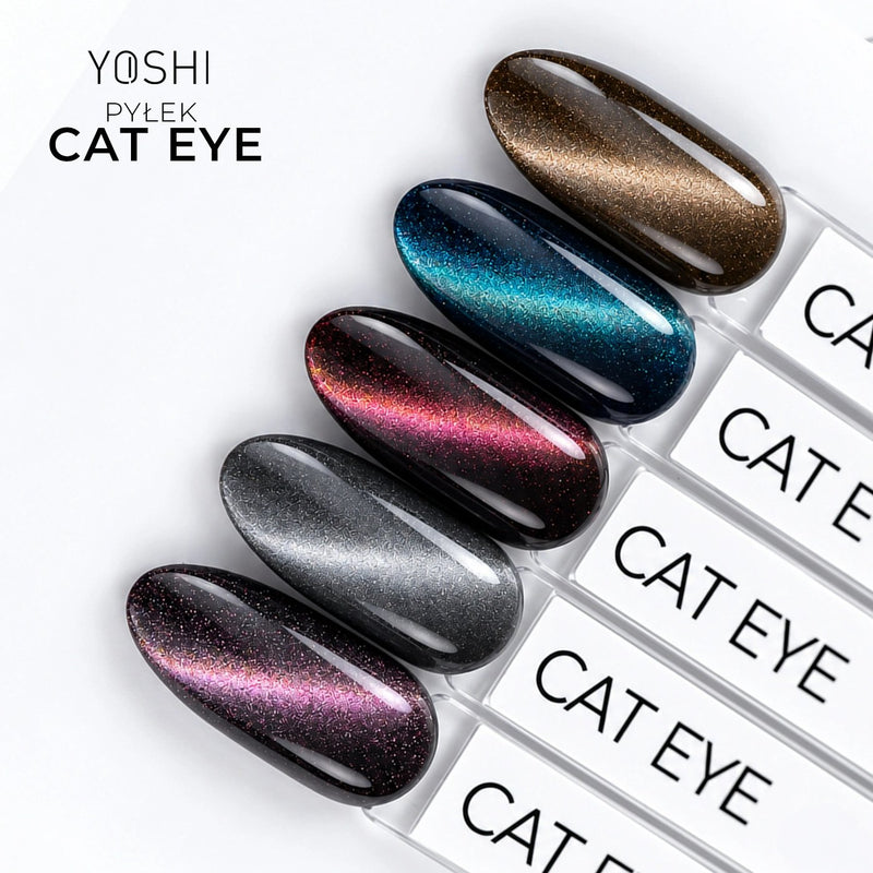 Yoshi Cat Eye Dust 3, roze nagelpoeder met groen-gouden reflecties voor cat eye en holografische effecten, foto 3 van 7