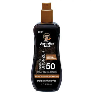 Gel de pulvérisation SPF 50 avec bronzer