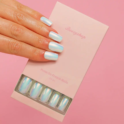 Boozyshop Press On French Nails Metallic Pearlescent