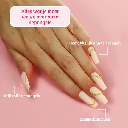 Boozyshop Press On French Nails Nude Goldstrike
