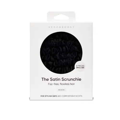Veganboost Small Satin Scrunchies Black