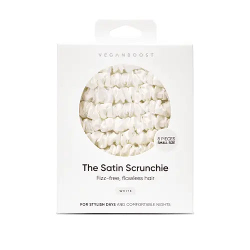 Veganboost Small Satin Scrunchies White